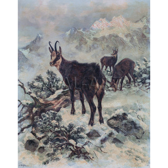 РЕПРОДУКЦИИ НА КАРТИНИ Диви кози в планината (1925)